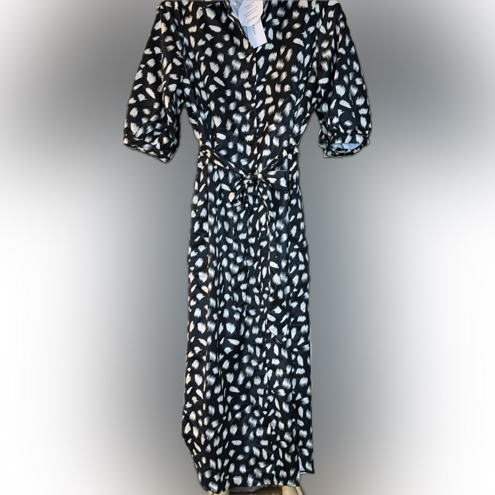 Little Mistress size 6 belted midi long sleeve dress NWT - Picture 2 of 5